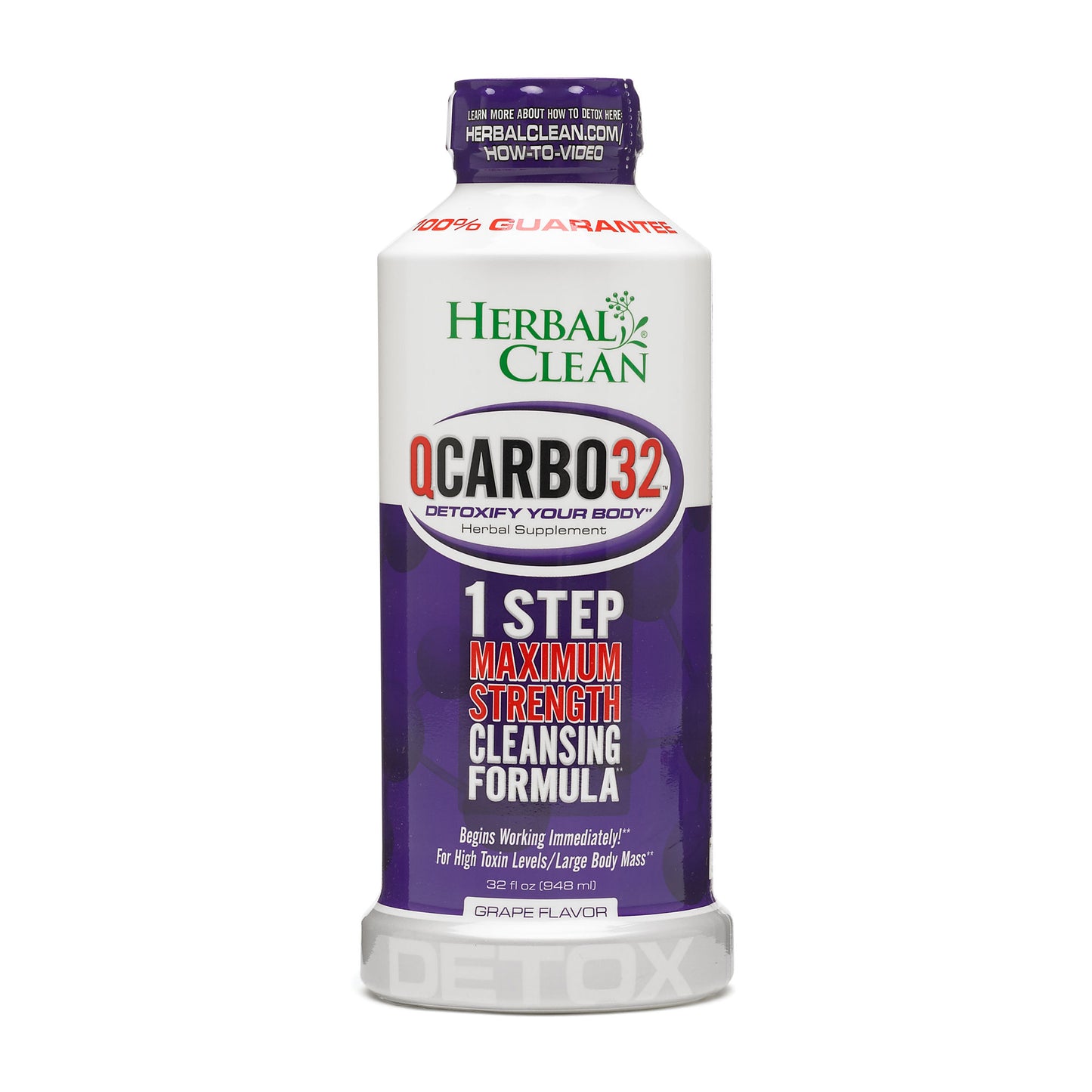 Herbal Clean QCarbo32 Fast Cleansing Drink Grape Flavor - 32 Ounce - Same Day Detox