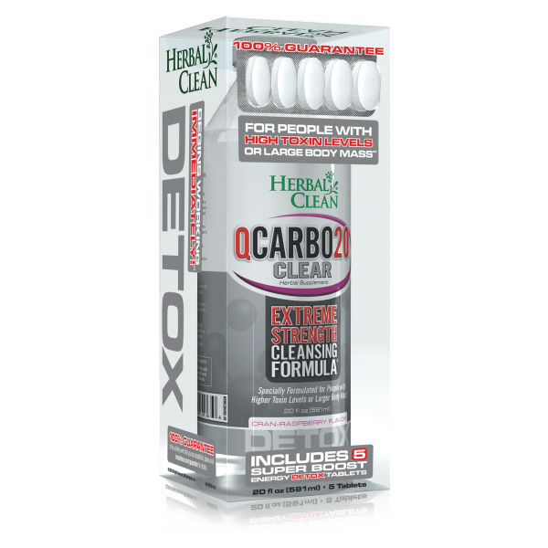 Herbal Clean QCarbo32 Clear Extreme Fast Cleansing Drink Three Flavors - 20 Ounce - Same Day Detox