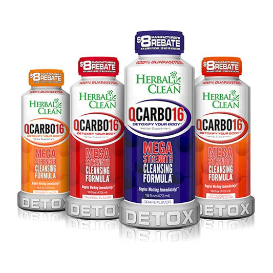 Herbal Clean QCarbo16 Fast Cleansing Drink Four Flavors - 16 Ounce - Same Day Detox