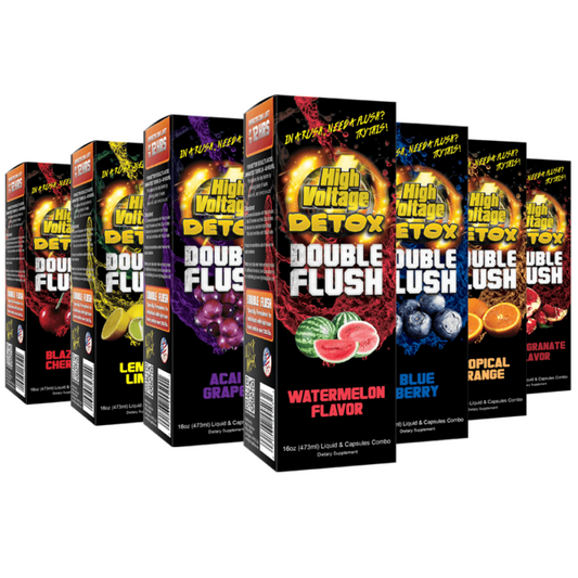 High Voltage Detox Double Flush Instant Fast Cleansing Drink & Capsules Seven Flavors - 16 Ounce - Same Day Detox